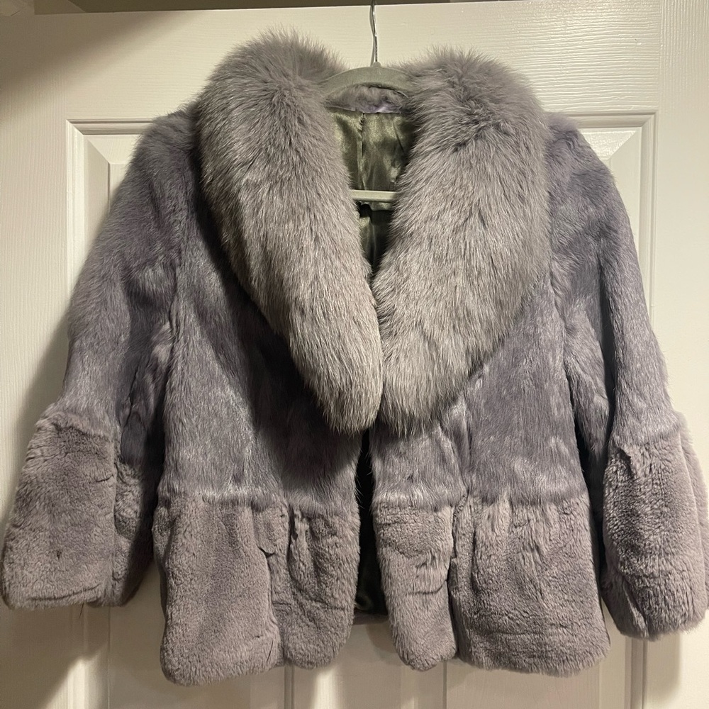 Real Fur Coat Rabbit Fox - great condition